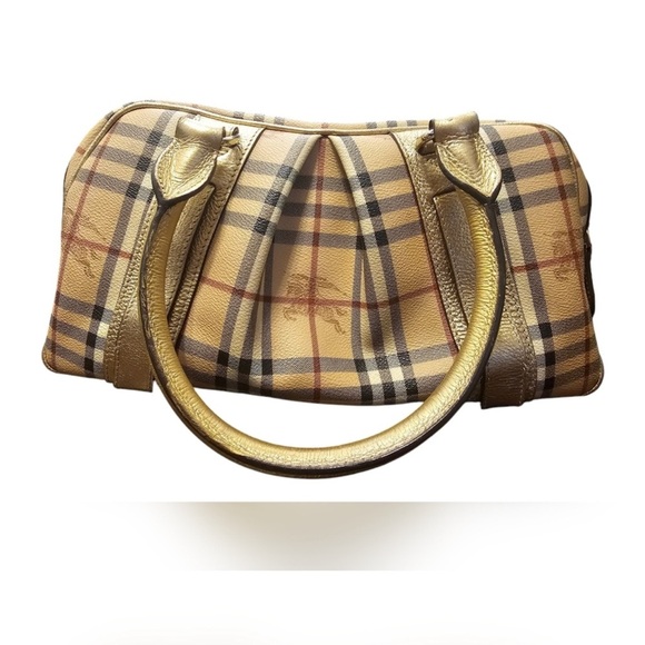 Burberry Haymarket Check PVC Leather with Gold Accents & COA - Picture 1 of 10